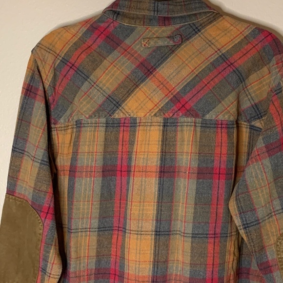 Legendary Whitetails Mens Shirt Jacket M Gray Tan Red Plaid Contrasting Cuff - Picture 8 of 13